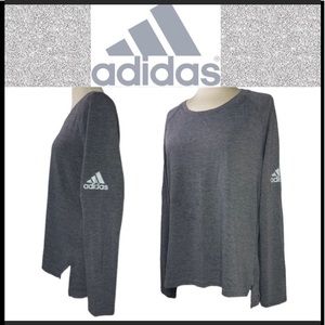 Adidas Climalite Gray Long Sleeve Performance Pullover Shirt Size Large